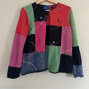 JH Collectibles Colorful Colorblock Single Button Cardigan Retro Casual Comfy